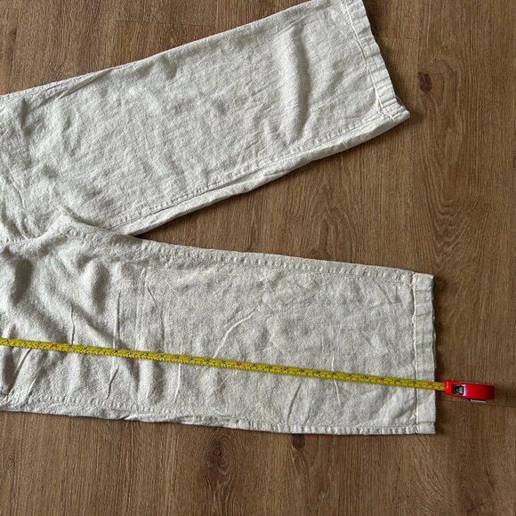 Old Navy Linen Blend Wide Leg Pants Womens Size Medium Beige Relaxed Boho - Picture 3 of 9